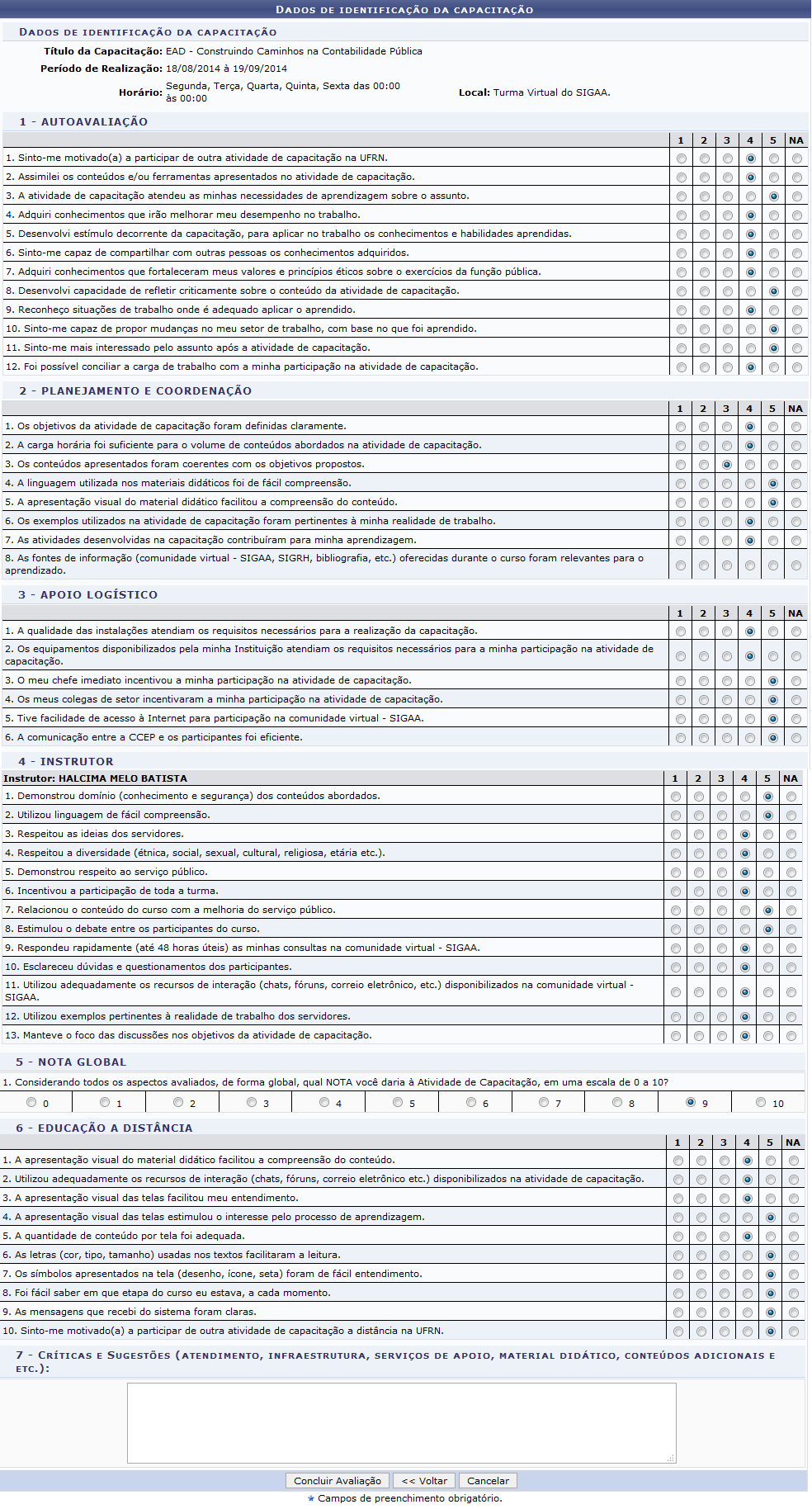 Figura 6: Dados de Identificação da Capacitação