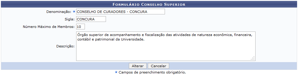  Figura 3: Formulário Conselho Superior