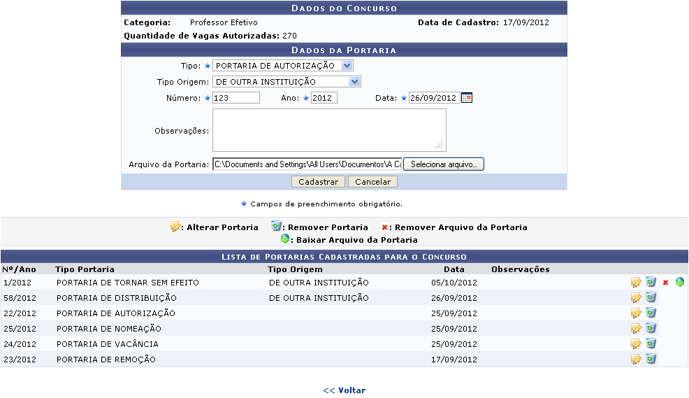 Figura 3: Dados do Concurso