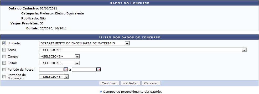 Figura 3: Dados do Concurso