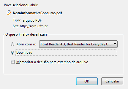 Figura 8: Visualizar ou efetuar o download da Nota Informativa