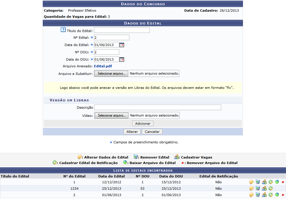 Figura 6: Alterar Dados do Edital