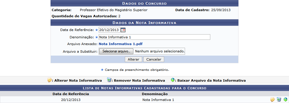 Figura 5: Alterar Nota Informativa