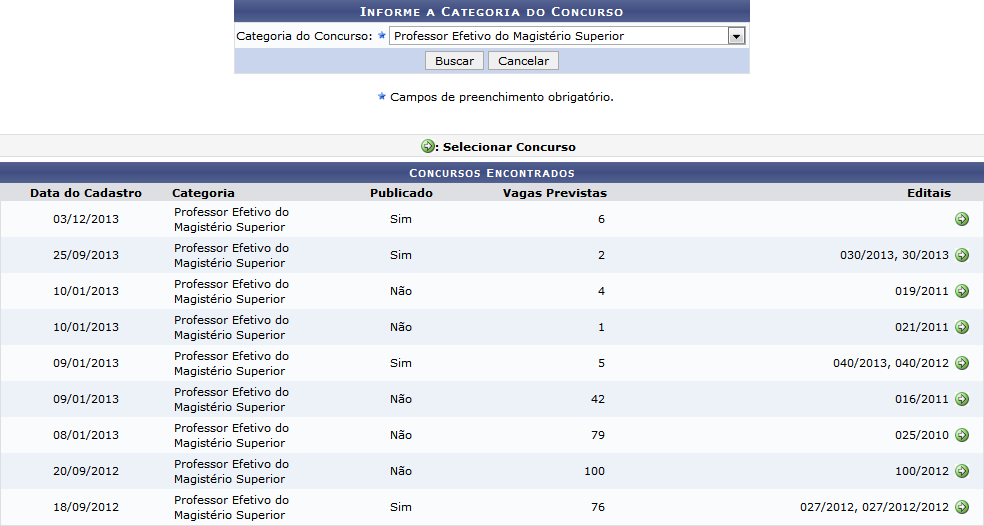 Figura 2: Concursos Encontrados