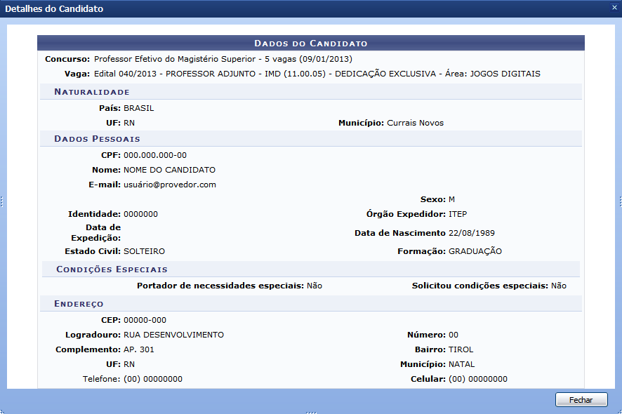 Figura 3: Detalhes do Candidato