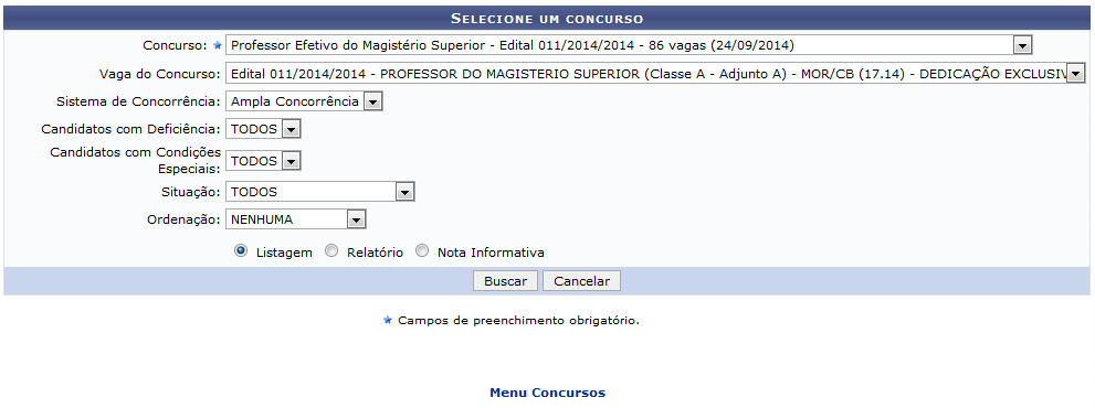 Figura 1: Selecione um Concurso