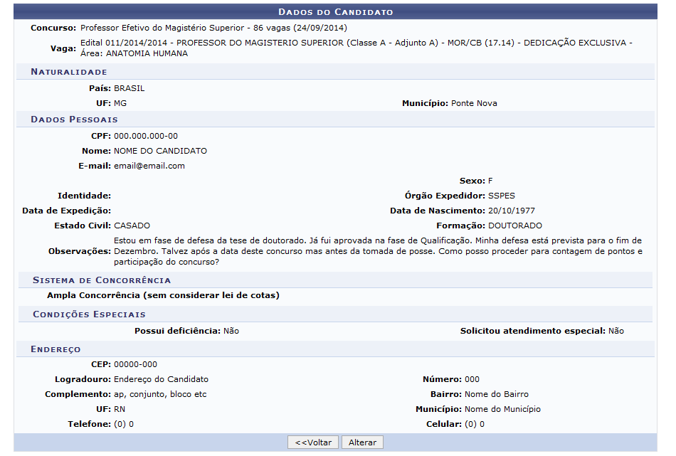 Figura 5: Dados do Candidato