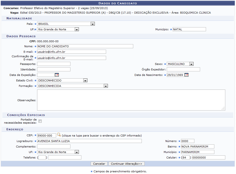 Figura 4: Dados do Candidato
