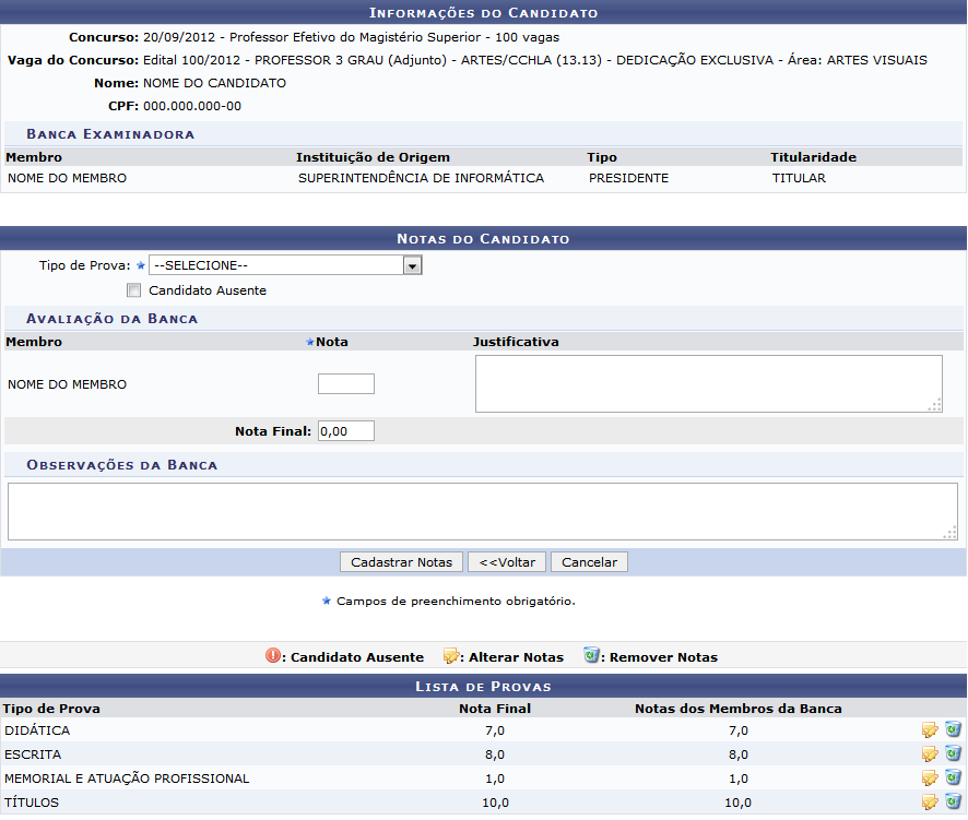 Figura 6: Lista de Provas