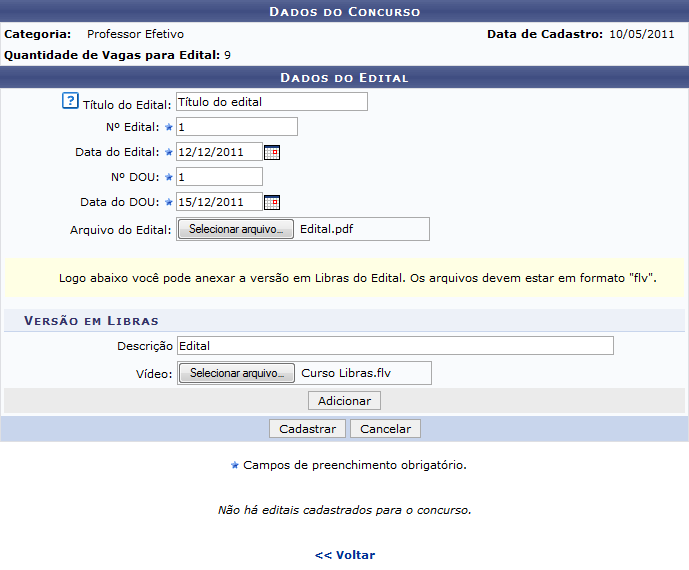 Figura 3: Dados do Concurso; Dados do Edital