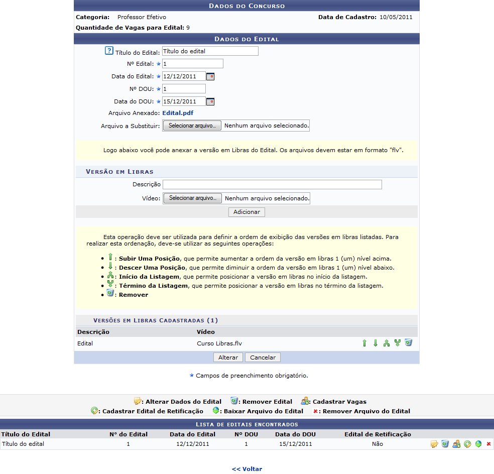 Figura 6: Alterar Dados do Edital