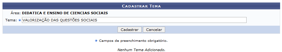Figura 4: Cadastrar Tema