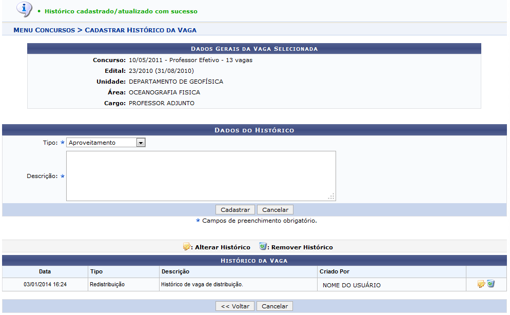  Figura 7: Mensagem de Sucesso