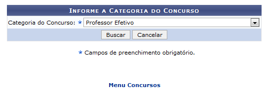  Figura 1: Tela para informar a categoria do Concurso