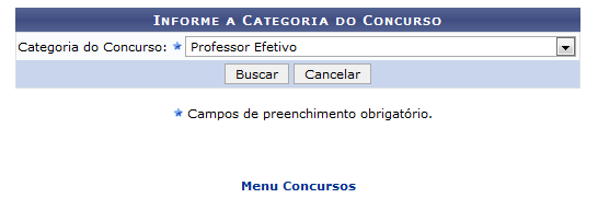  Figura 1: Tela para informar a categoria do Concurso