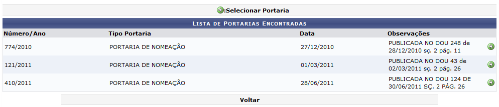  Figura 3: Lista de Portarias Encontradas