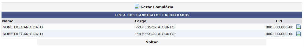  Figura 4: Lista dos candidatos encontrados