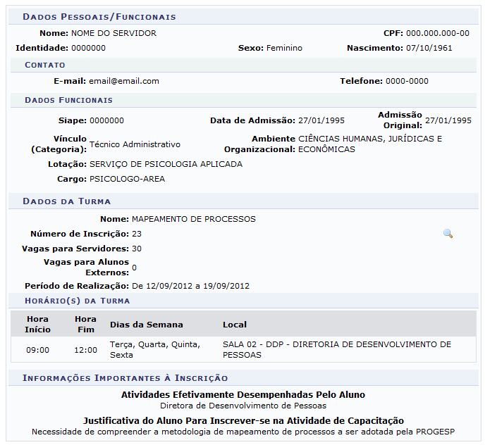 Figura 3: Visualizar Detalhes da Inscrição