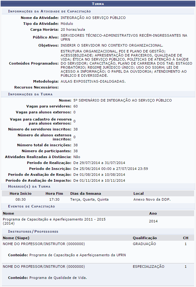 Figura 2: Visualizar Turma
