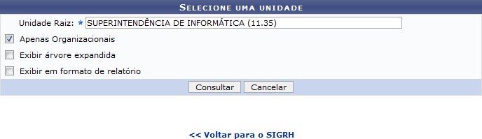 Figura 1: Selecione uma Unidade