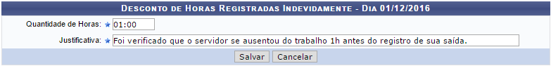 Figura 7: Desconto de Horas Registradas Indevidamente