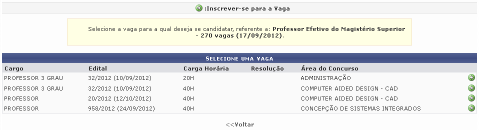 Figura 11: Selecione uma Vaga