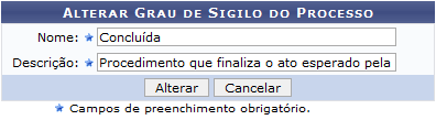 Figura 2: Alterar Grau de Sigilo do Processo