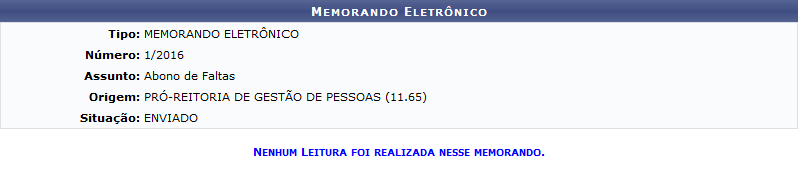 Figura 5: Leituras Realizadas no Memorando