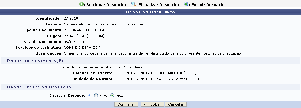 Figura 12: Dados do Documento