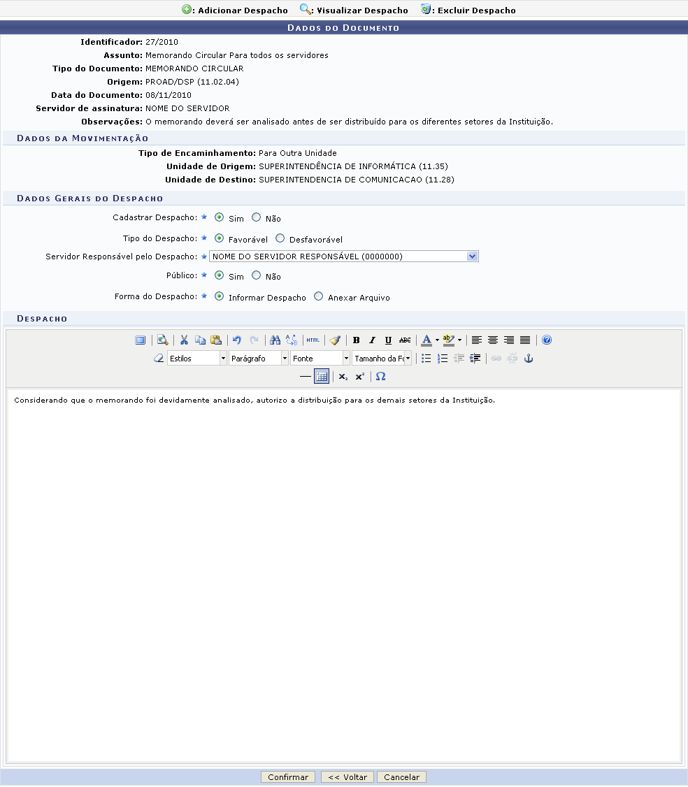 Figura 13: Dados do Documento