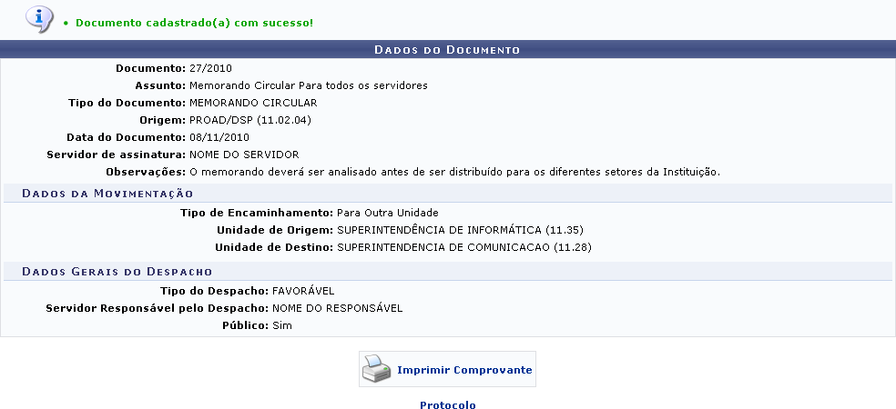 Figura 14: Dados do Documento