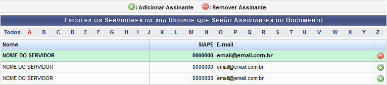 Figura 8: Inserir Assinante; Servidor Selecionado