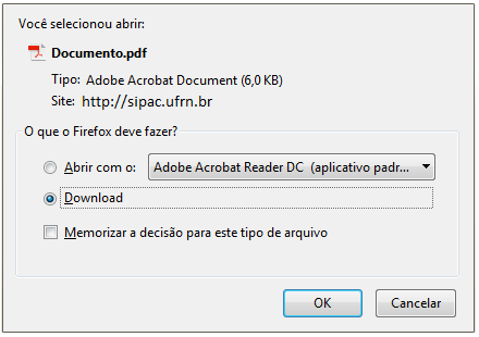 Figura 5: Caixa de Diálogo do Download do Arquivo