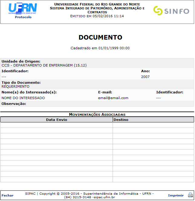 Figura 6: Comprovante do Documento