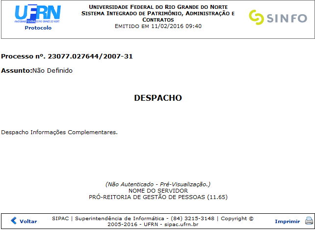 Figura 11: Pré-Visualização do Despacho