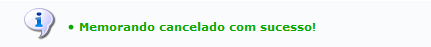 Figura 8: Mensagem de Sucesso de Remoção do Memorando Eletrônico