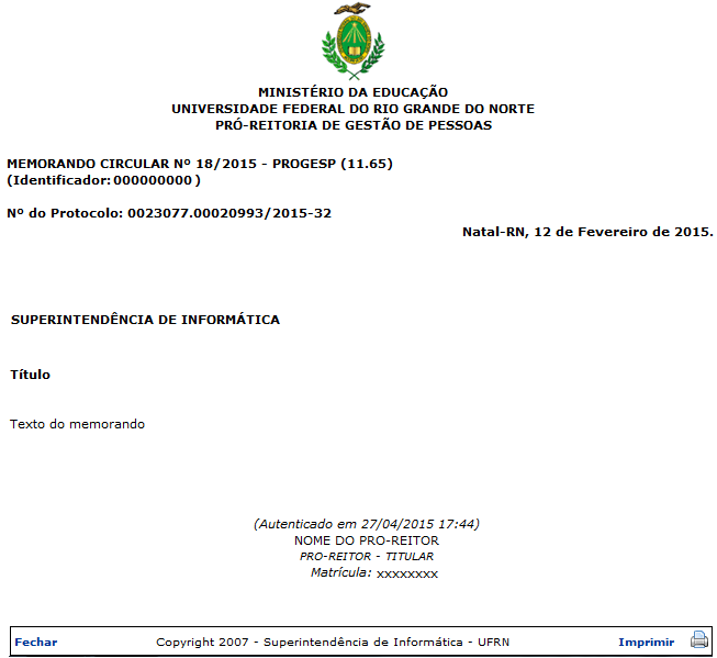 Figura 2: Visualizar Memorando