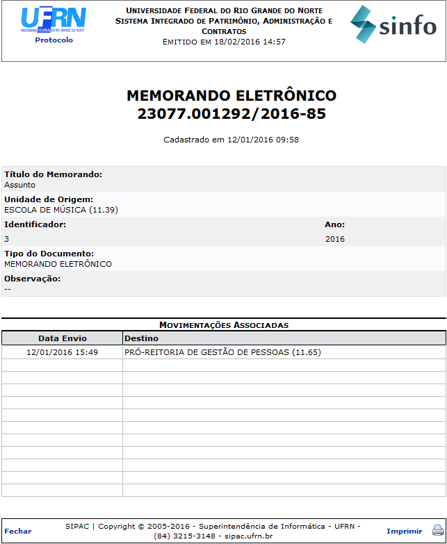 Figura 5: Relatório do Memorando Eletrônico