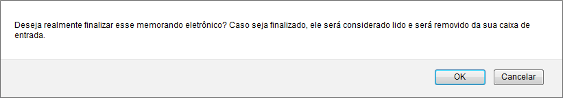 Figura 7: Caixa de Diálogo de Remoção do Memorando Eletrônico