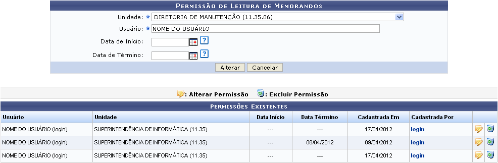 Figura 4: Alterar Permissão