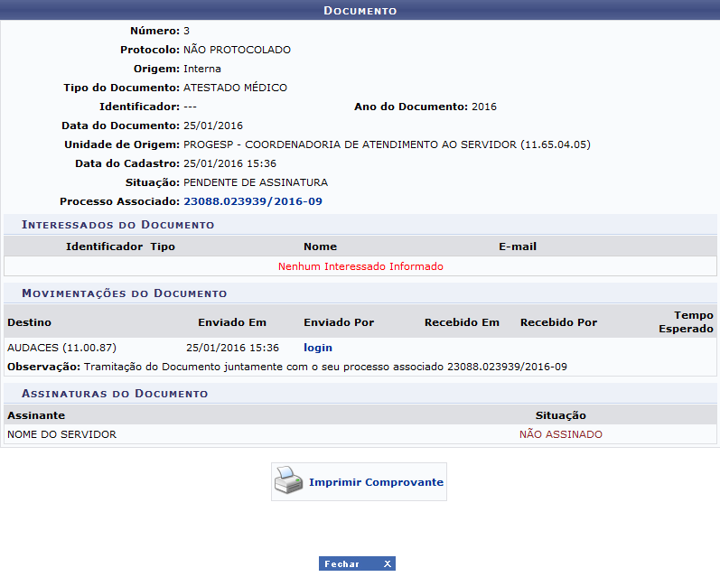 Figura 4: Dados do Documento
