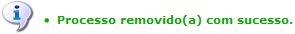 Figura 10: Mensagem de Sucesso da Remoção do Processo