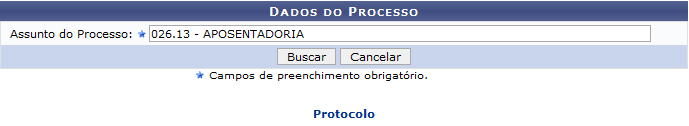 Figura 1: Dados do Processo