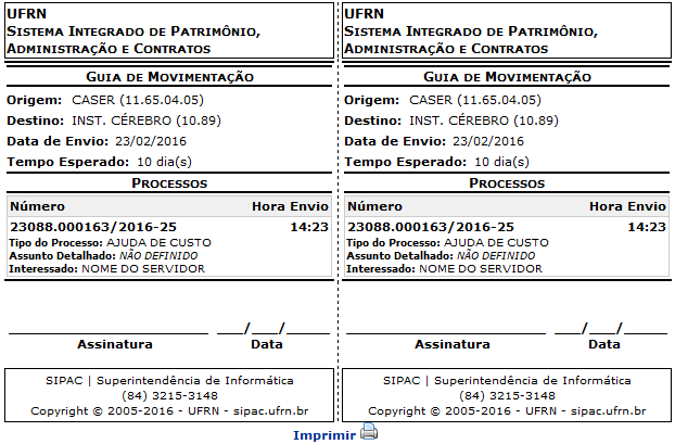 Figura 23: Guia de Movimentação Formato Econômico