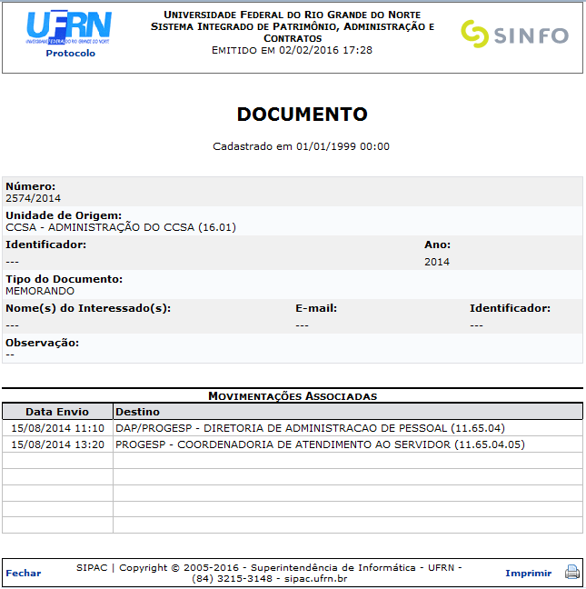 Figura 5: Comprovante do Documento