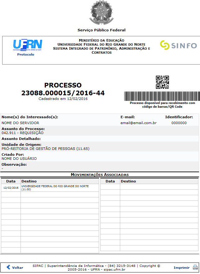 Figura 15: Capa do Processo