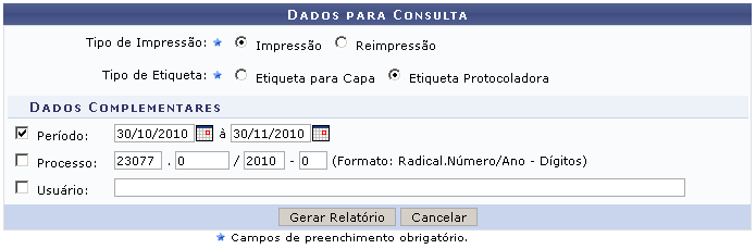 Figura 1: Dados para consulta