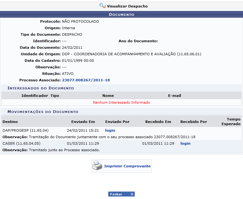 Figura 5: Visualizar Dados do Documento