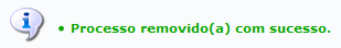 Figura 10: Mensagem de Sucesso de Remoção do Processo Acessório