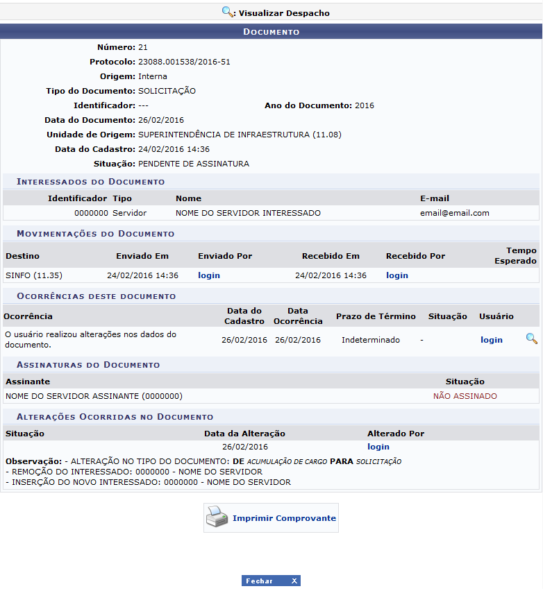 Figura 4: Dados do Documento